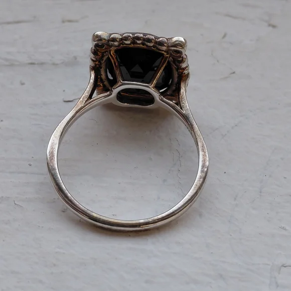 Tiffany Diamond Silver Spinel Black Onyx Ziegfeld Ring - Picture 5 of 10